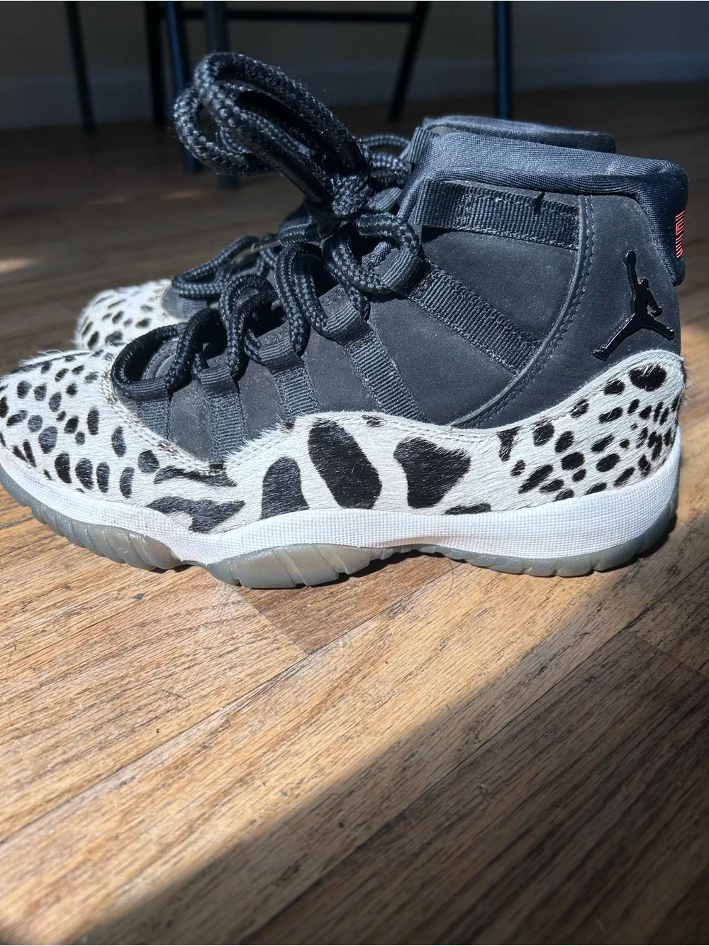 Jordan Men's Black & White Animal Print High-Top Sneakers